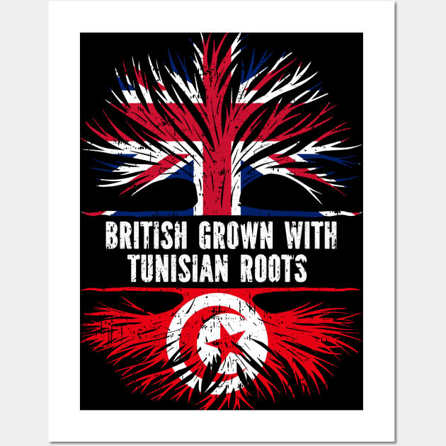 British Grown with Tunisian Roots UK Flag England Britain Union Jack Wall Art by silvercoin